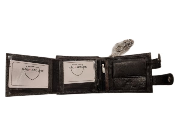 Inside Black Leather RFID Wallet