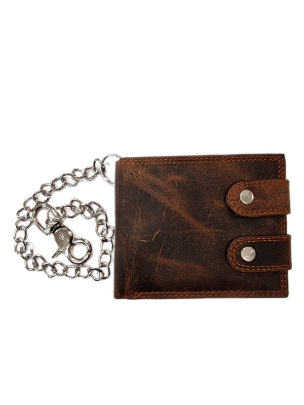 Sheep leather men's wallet with RFID protection – XL size, dark brown front view