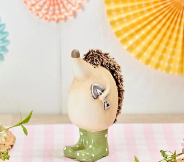 Clay Hedgehog Ornament in Green Wellies.