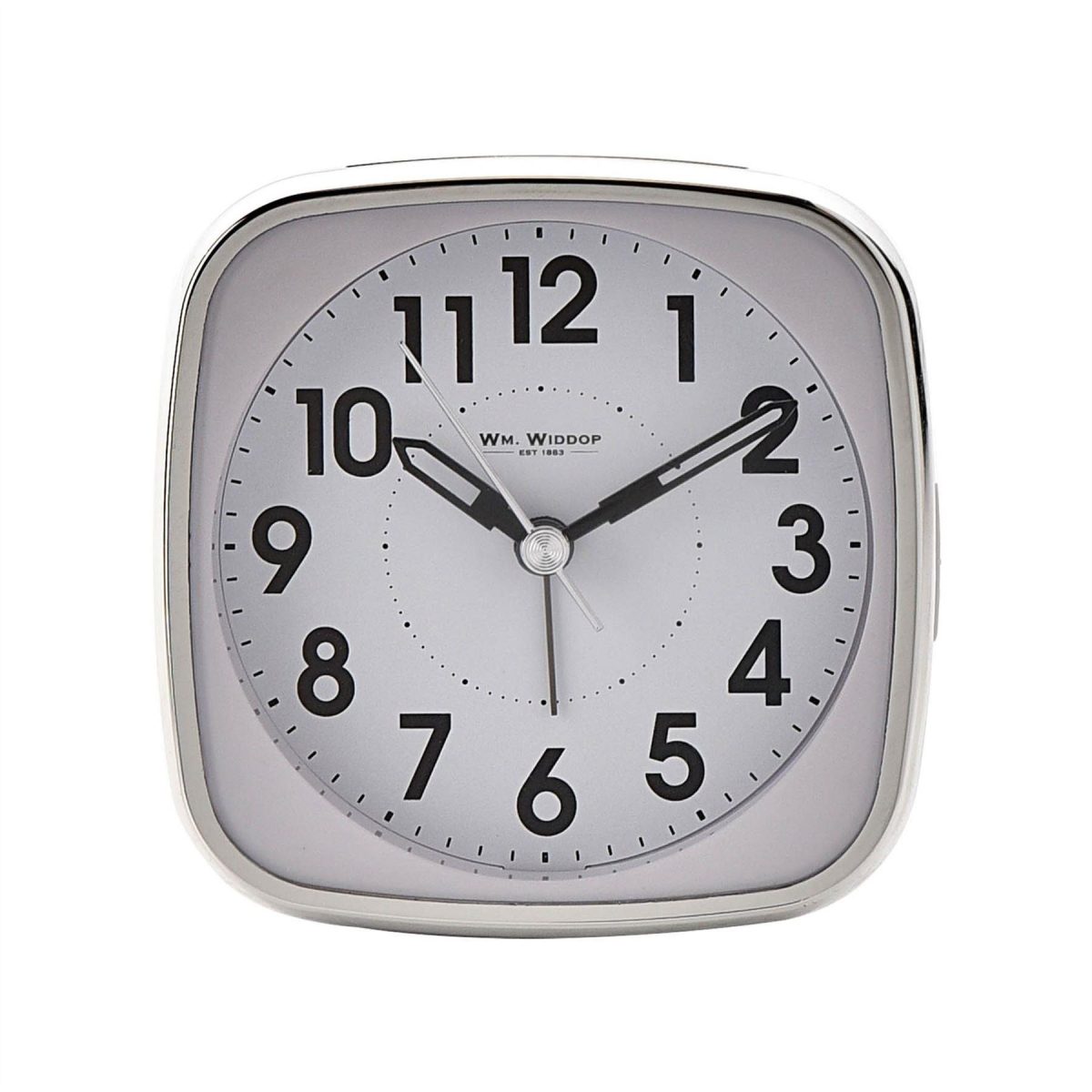 Wm Widdop Square Alarm Clock - Sweep/Light/Snooze - White
