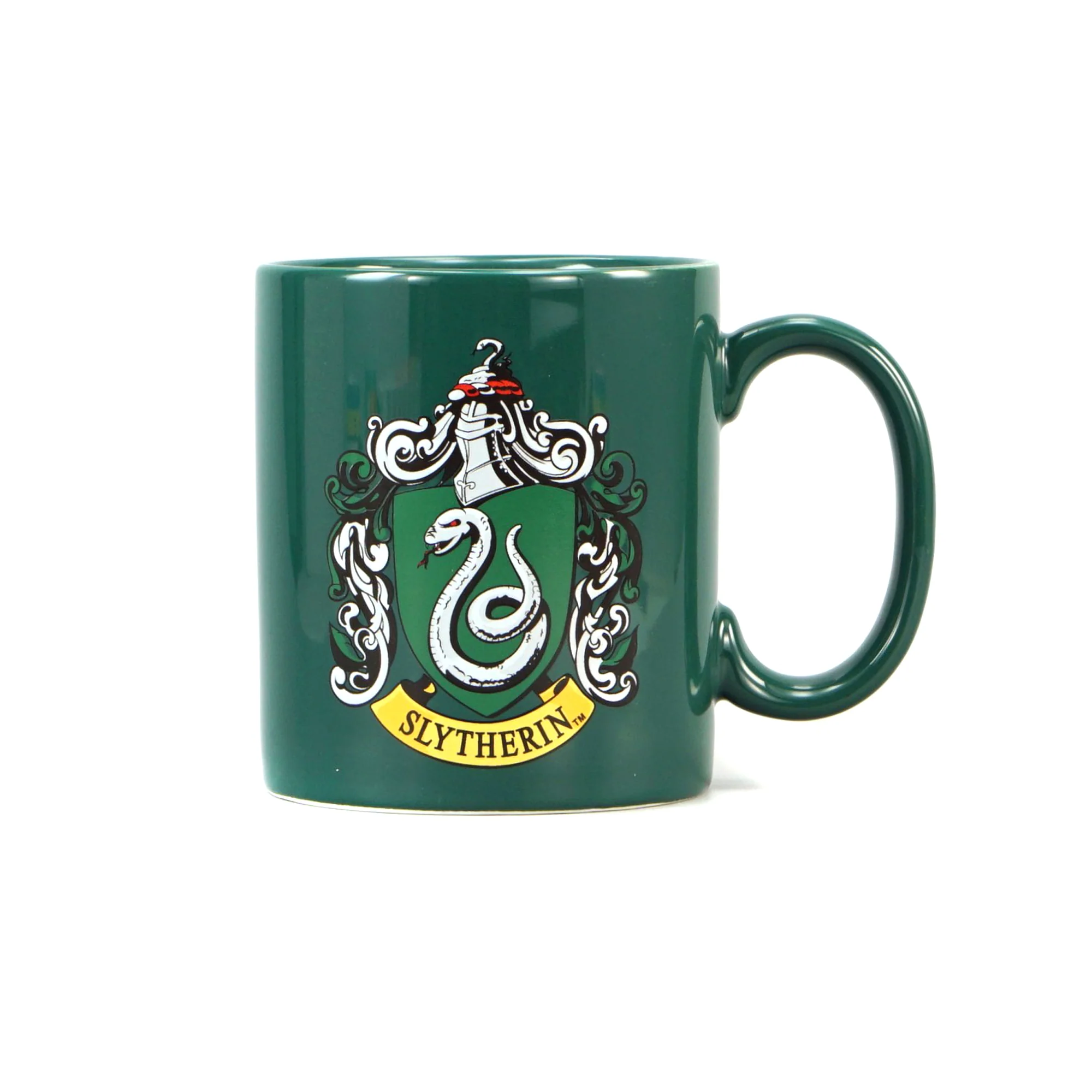 Hogwarts Slytherin house crest mug green design detail